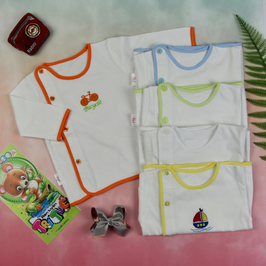 Combo 5 áo tay dài cài lệch sơ sinh