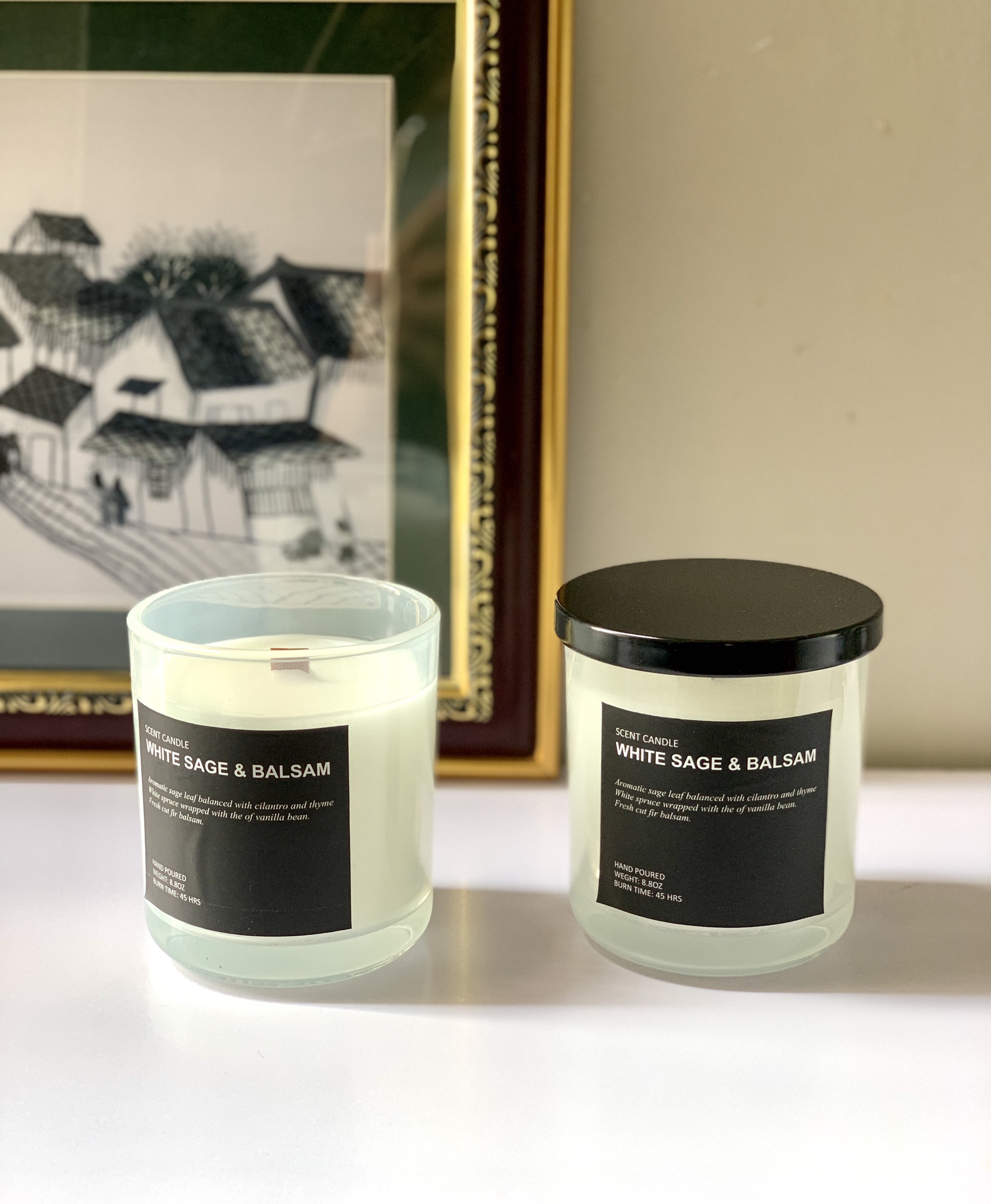 Nến thơm tự nhiên White Sage & Balsam, hương gỗ, nguyên liệu nhập khẩu, 249gram, bấc gỗ