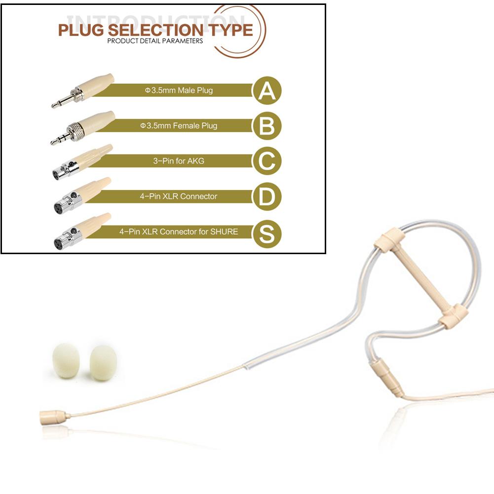 Tai nghe móc tai đơn màu be Mic Micrô đeo đầu Hoạt động rảnh tay Đầu cắm XLR 3,5mm 3 chân 4 chân Có nắp micrô Màu sắc: S Dành cho Shure