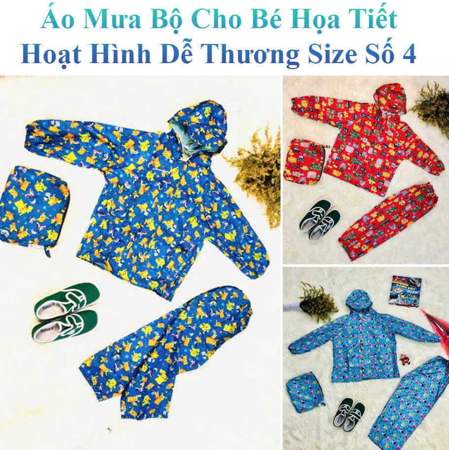 Áo Mưa Bộ Cho Bé Họa Tiết Hoạt Hình Dễ Thương Size Số 4 ( 9-11 Tuổi )