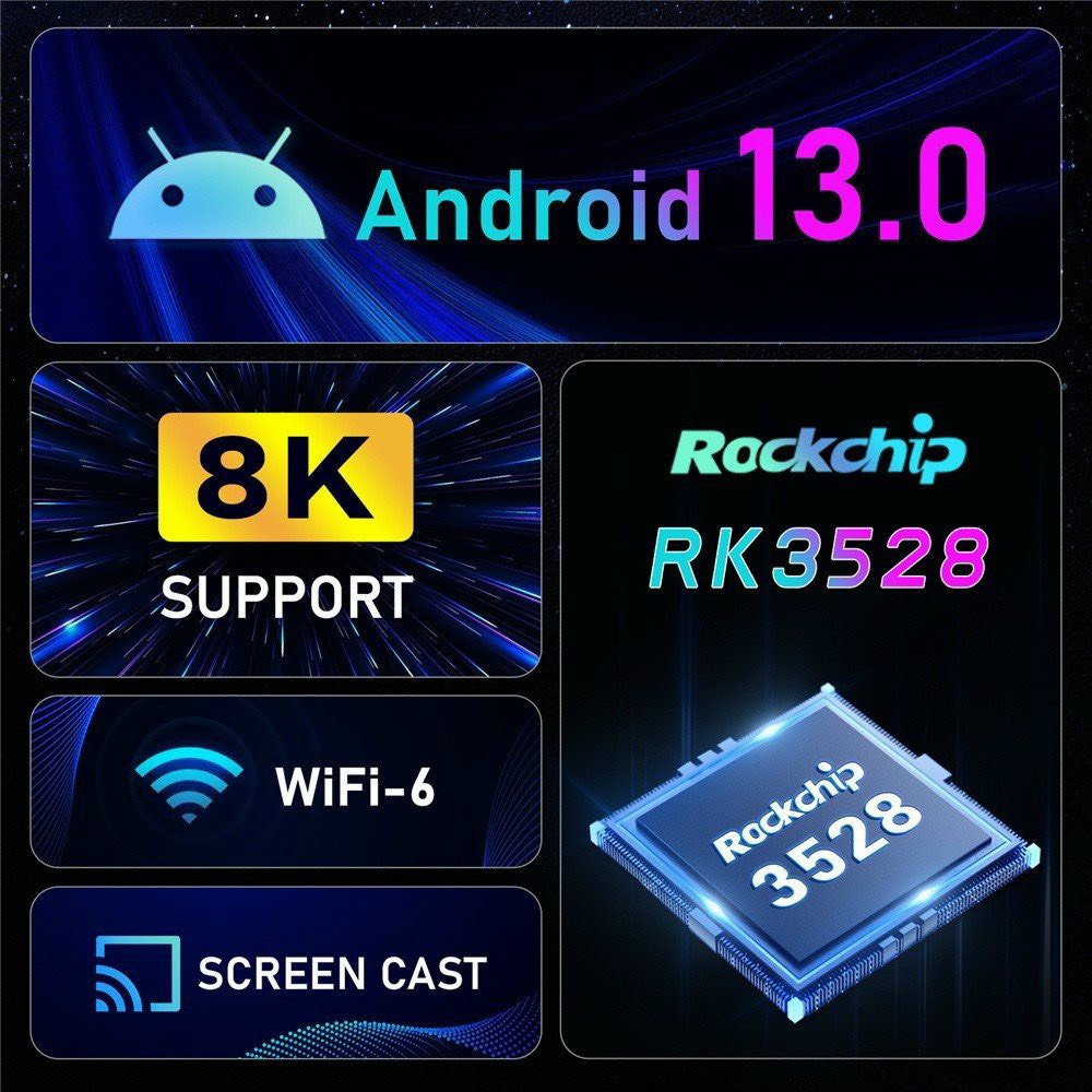 Box H96max - Android 13.0 - Rockchip 3528 - Ram 4G/32G- Bluetooth 5.3 - Tích Hợp Truyền Hình Miễn Phí