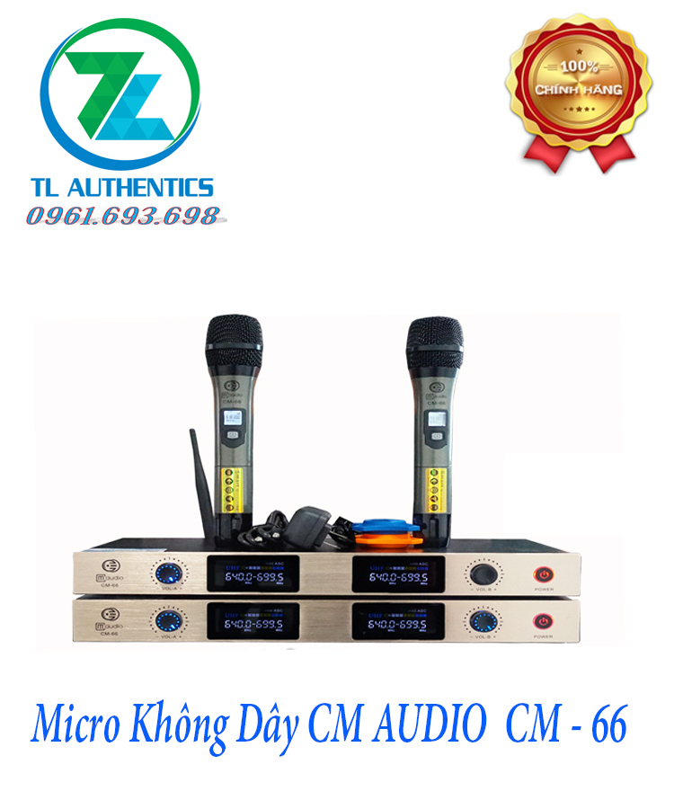 Micro không dây CM-66 hàng chính hãng CMAUDIO nhập khẩu 2024 tặng chống lăn và 4 quả pin bảo hành 12 tháng
