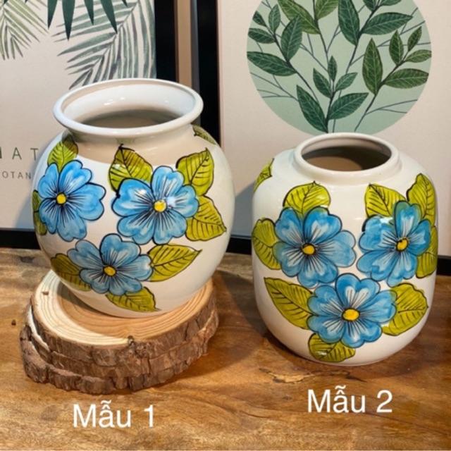 Lọ hoa gốm sứ Bát Tràng cao cá vẽ hoa xanh