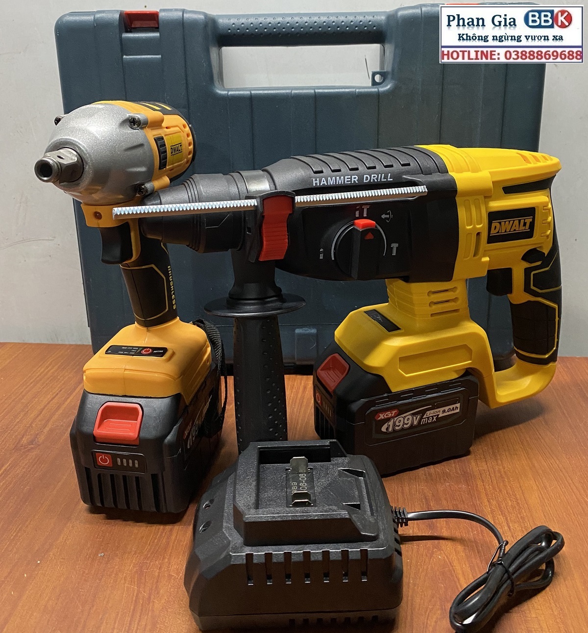 Bộ Combo Máy Khoan Đục Bê Tông Và Máy Siết Bulong - Bộ 2 Pin 15 Cell Động Cơ Từ Không Chổi Than - Bảo Hành 12 Tháng