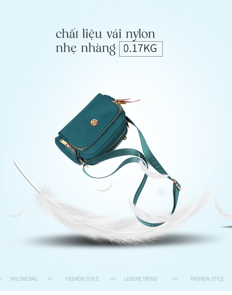 Túi đeo chéo nữ vải dù nhiều ngăn chống nước phong cách hàn quốc kiểu hộp nhiều màu 1905
