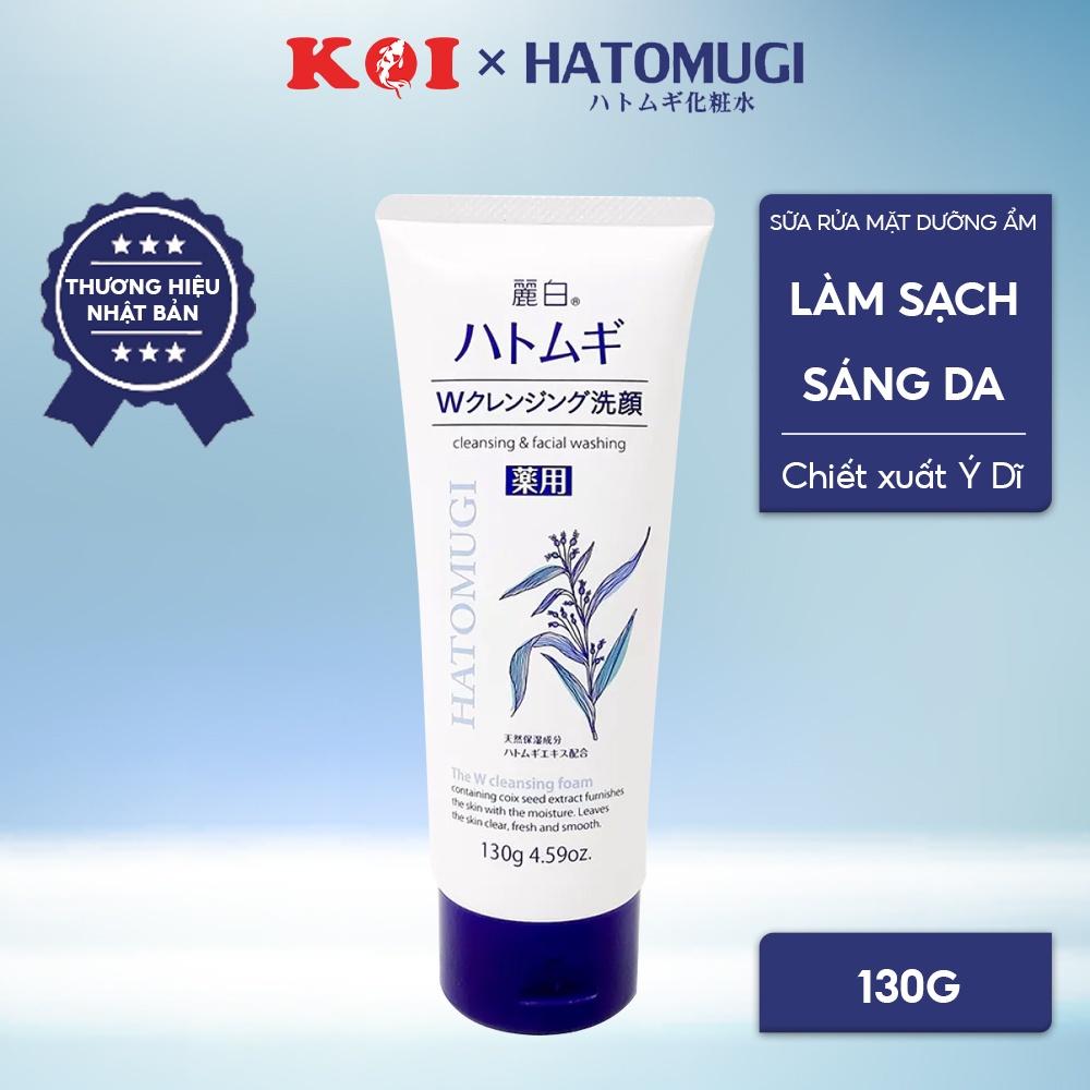 Sữa rửa mặt ngừa mụn, dưỡng ẩm và làm sáng da Hatomugi The Medicated Facial Foam 130g (xanh)