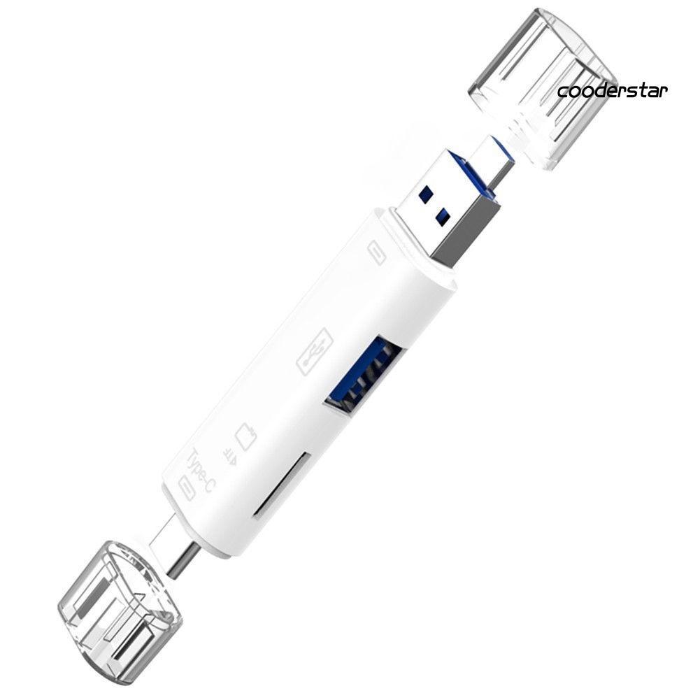 Đầu Đọc Thẻ Nhớ OTG Micro USB Type C TF 5 Trong 1 Đa Năng Cho Android Và Máy Tính Bàn
