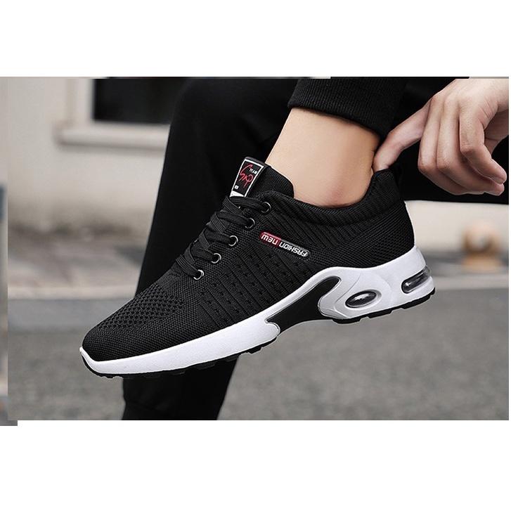 Giày Thể Thao Nam, Giày sneaker HHT, Đế Cao Có Đệm Khí  4 Sườn Sọc S022