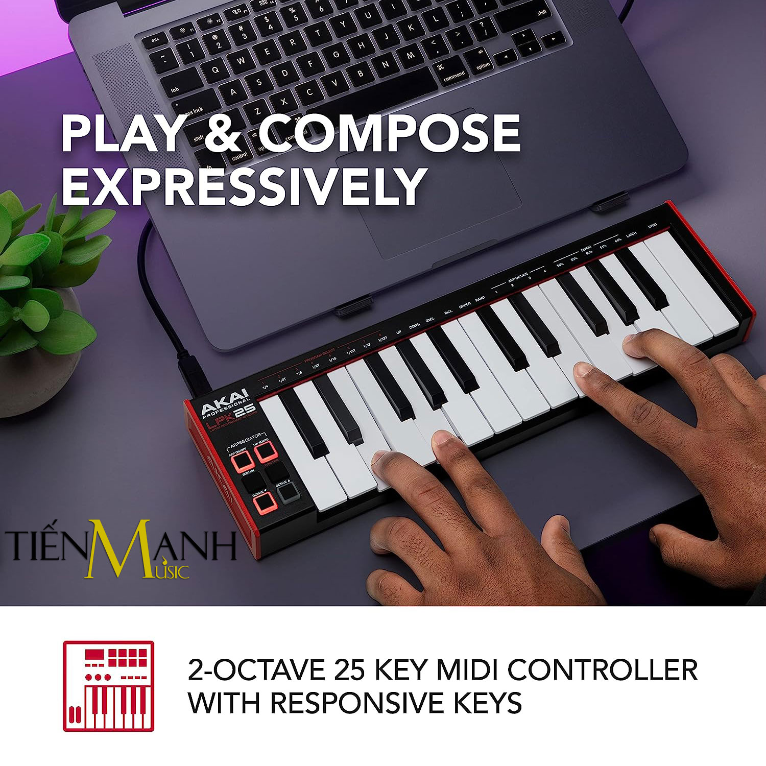 Akai MPK LPK25 - Midi 25 Phím - Compact Keyboard Controller Bàn Phím Sáng Tác Sản Xuất Âm Nhạc Producer Hàng Chính Hãng - Kèm Móng Gẩy DreamMaker