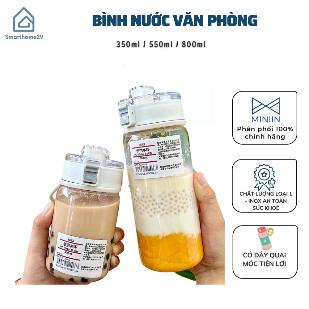 Bình Nước Cầm Tay Chống Vỡ Có Lưới Lọc  350 /550/800ML Bình Nước Thể Thao Kiểu Dáng Đơn Giản Hiện Đại - HÀNG CHÍNH HÃNG MINIIN