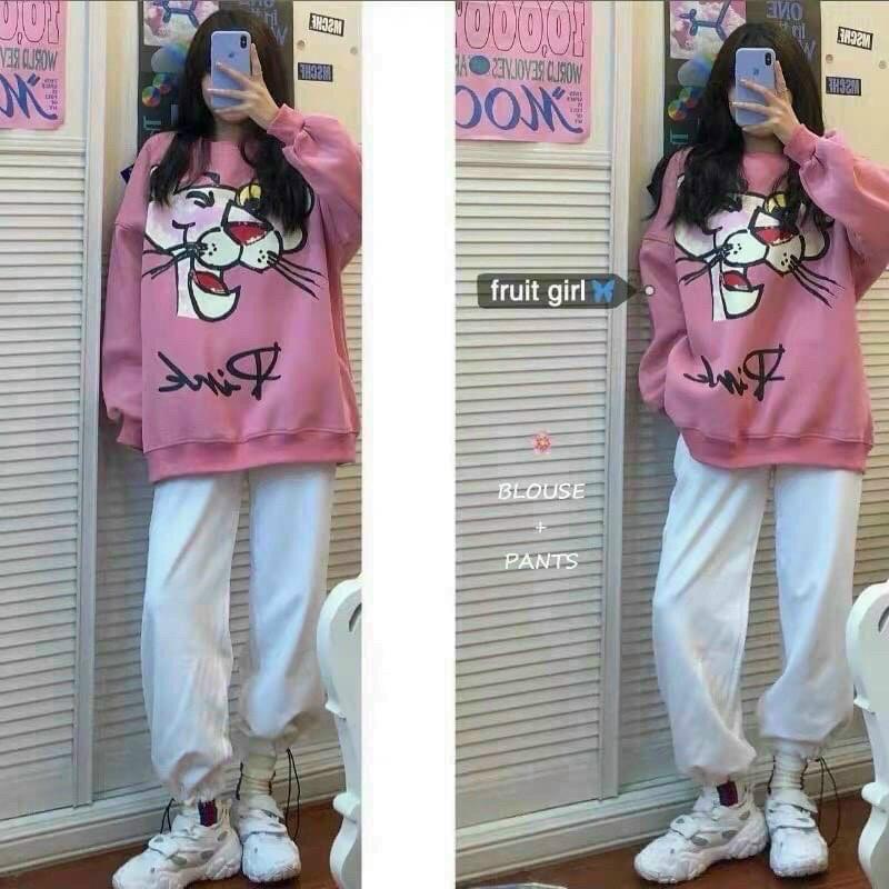 Áo sweater nỉ ngoại CHÚ BÁO HỒNG