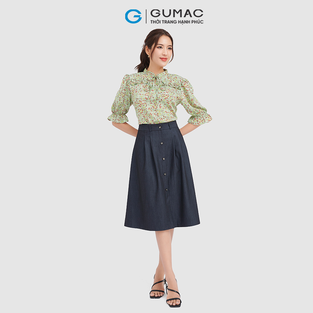 Áo sơ mi nữ GUMAC LA0905 họa tiết hoa nhí vải lụa mềm mại