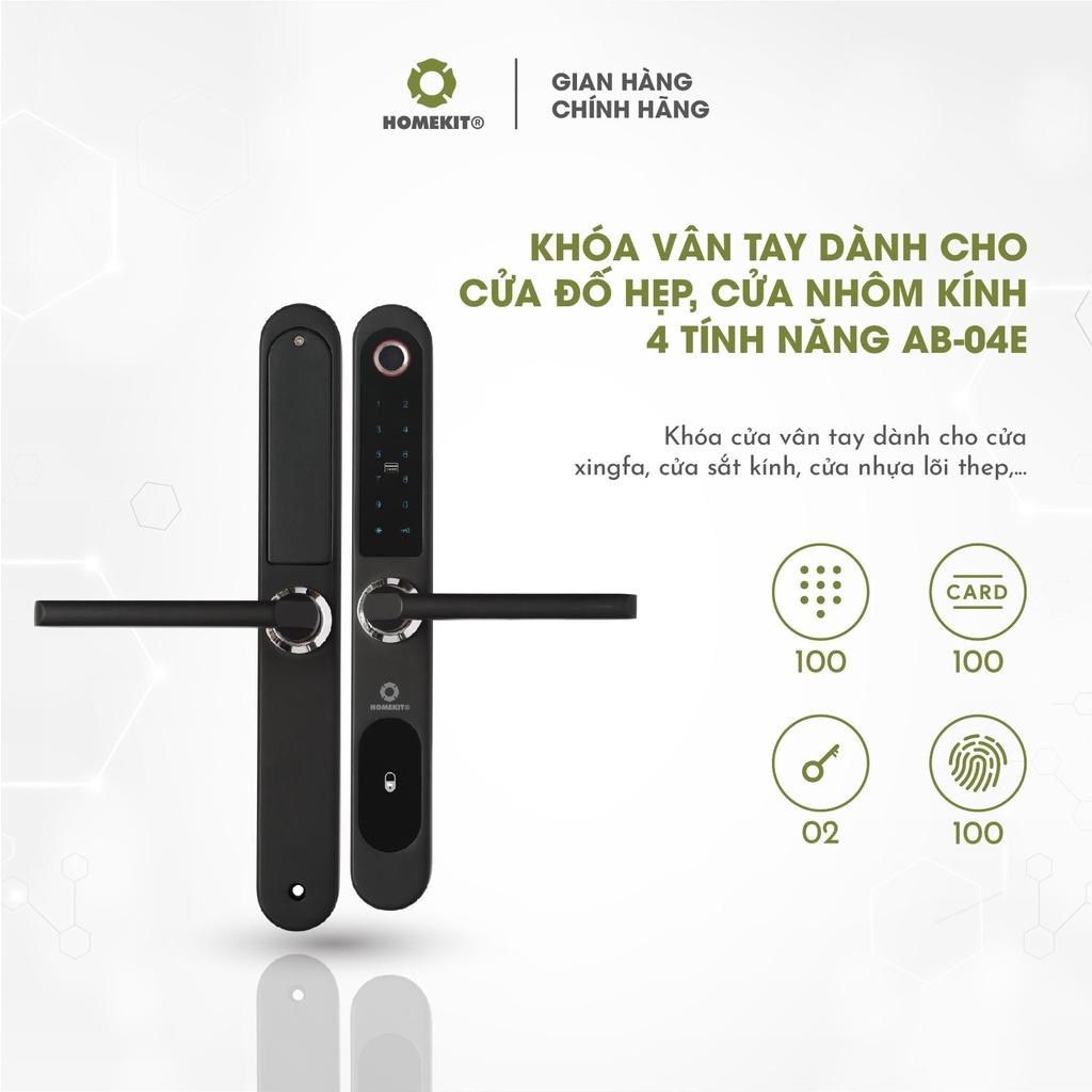 Khoá cửa vân tay điện tử thông minh HOMEKIT AB-04E 4 tính năng có màn hình LED phù hợp nhiều loại cửa - lắp đặt tận nhà