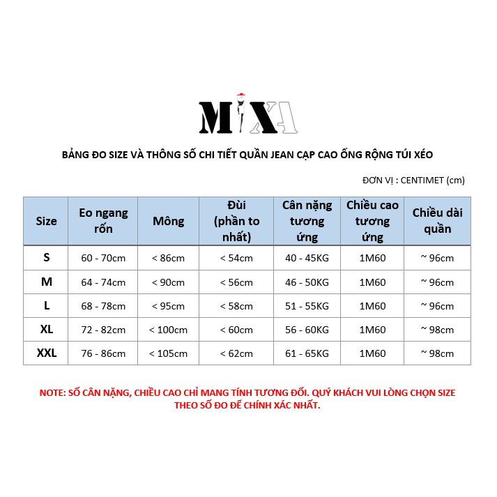 Quần Jeans Nữ Ống Rộng Lưng Cao Túi Xéo Dáng Suông