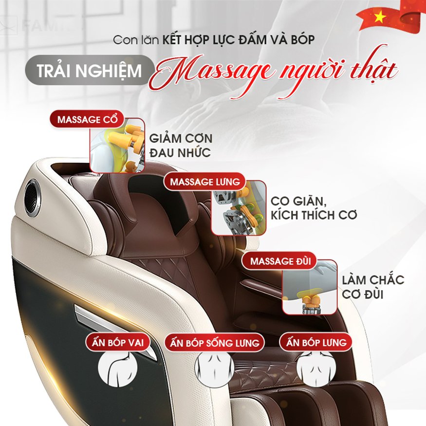 Ghế Massage Toàn Thân Anzani JD S2, Máy Matxa Công Nghệ Nhật Trị Liệu 5 Vùng Đầu, Cổ, Vai Gáy, Lưng, Tay, Chân Với Chế Độ Nhiệt Hồng Ngoại - Be Nâu