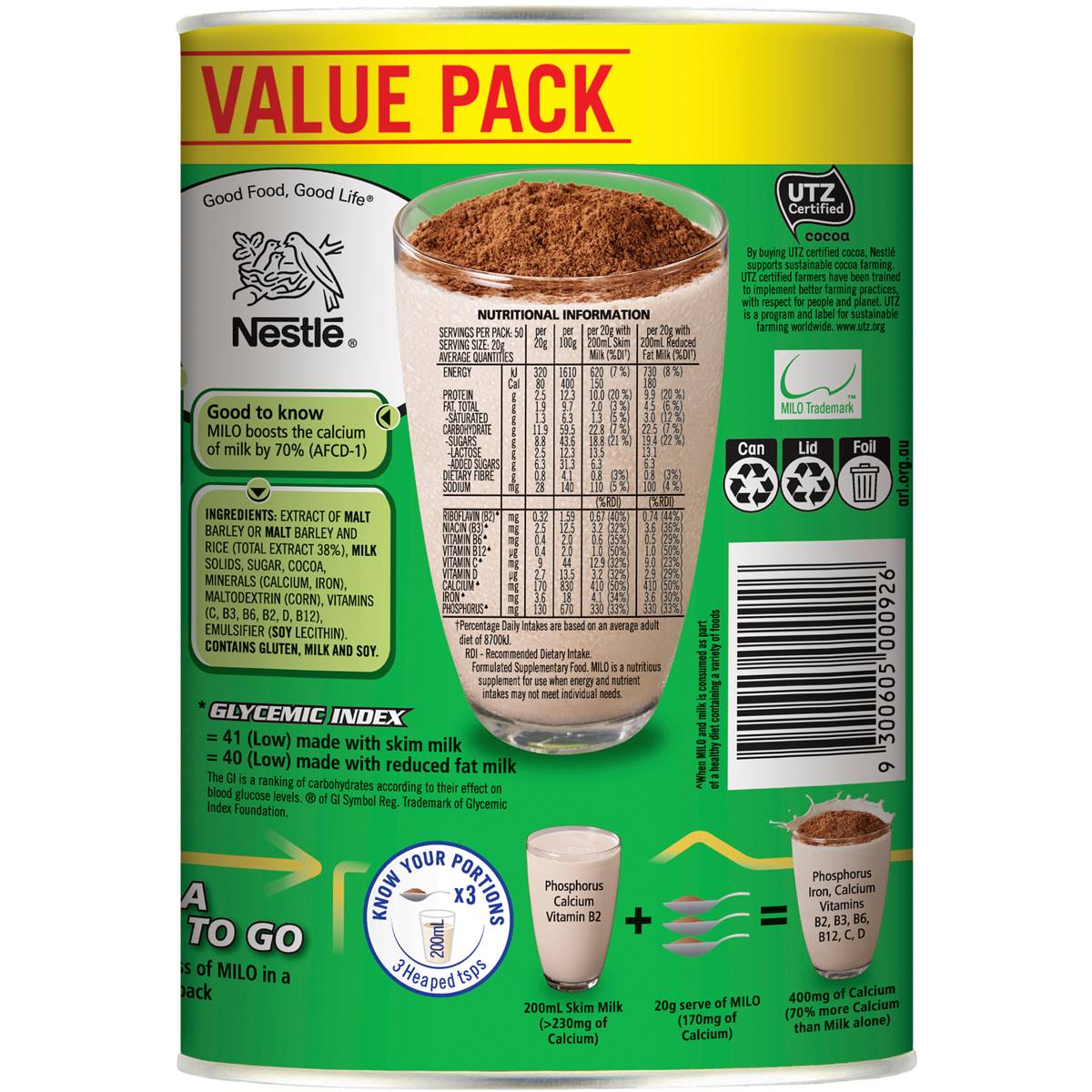 Sữa Milo Nestle chính hãng nội địa Úc 1kg - Phát triển chiều cao, tràn đầy năng lượng - OZ Slim Store