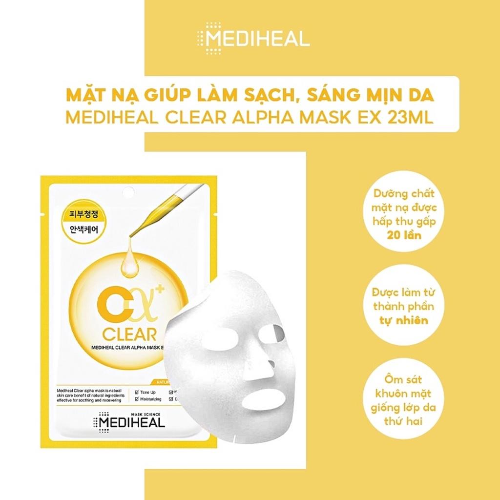 Mặt Nạ Mediheal Clear Alpha Mask Dưỡng Da Trắng Sáng 23ml