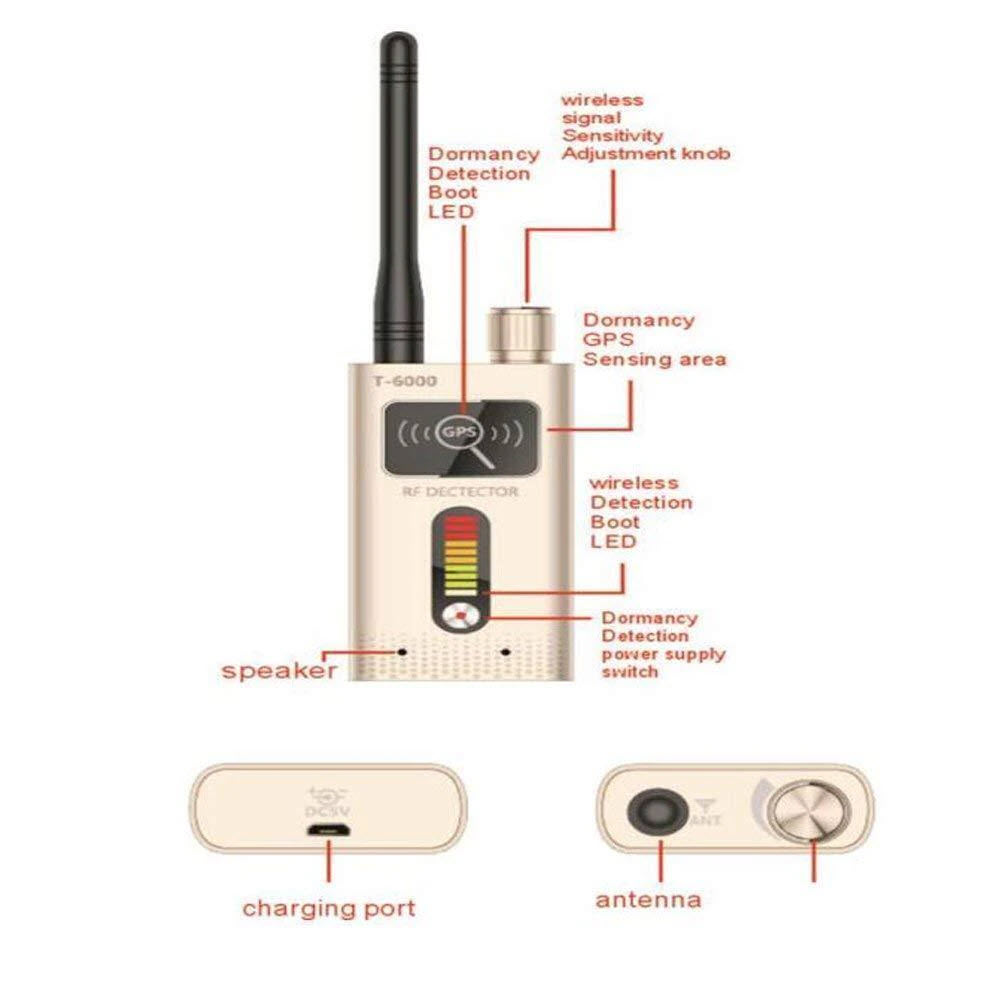 RF Detector T6000 - Thiết bị phát hiện máy ghi âm, camera wifi T6000 - Máy phát hiện camera , máy ghi âm T6000. New Anti-Spy GPS Signal Lens RF Tracker WIFI GSM Bug Detector T-6000 2G 3G 4G Bug detector Signal Detector