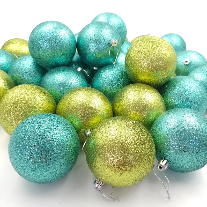 Bộ 30 Trái Châu Bóng 2 Tone Trang Trí Giáng Sinh 80 - Màu Xanh Lá-Vàng