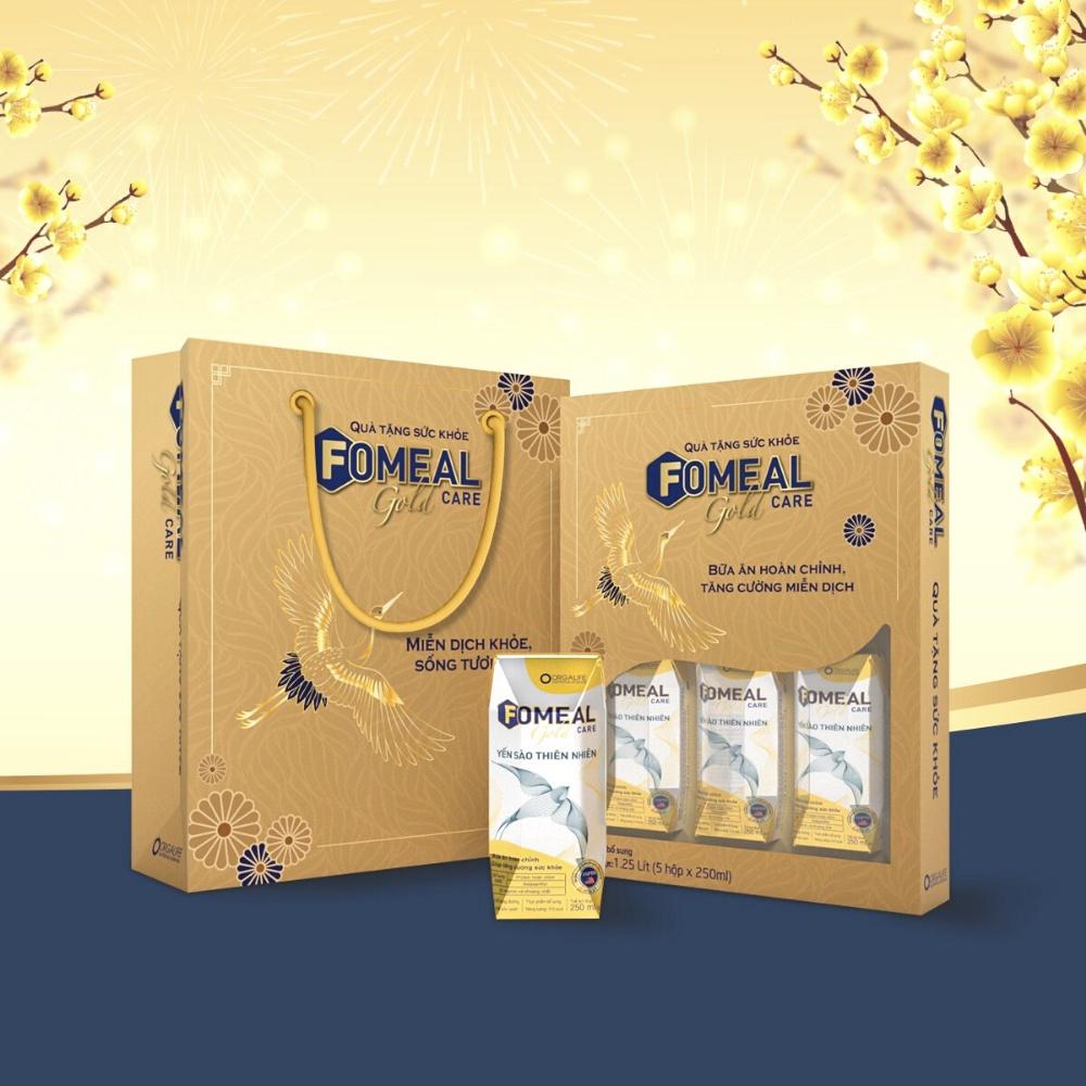 Hộp quà tặng cao cấp Súp uống vi chất Fomeal Care Gold Yến Sào Thiên Nhiên hấp thu nhẹ bụng, bổ sung HMB - bồi bổ sức khỏe