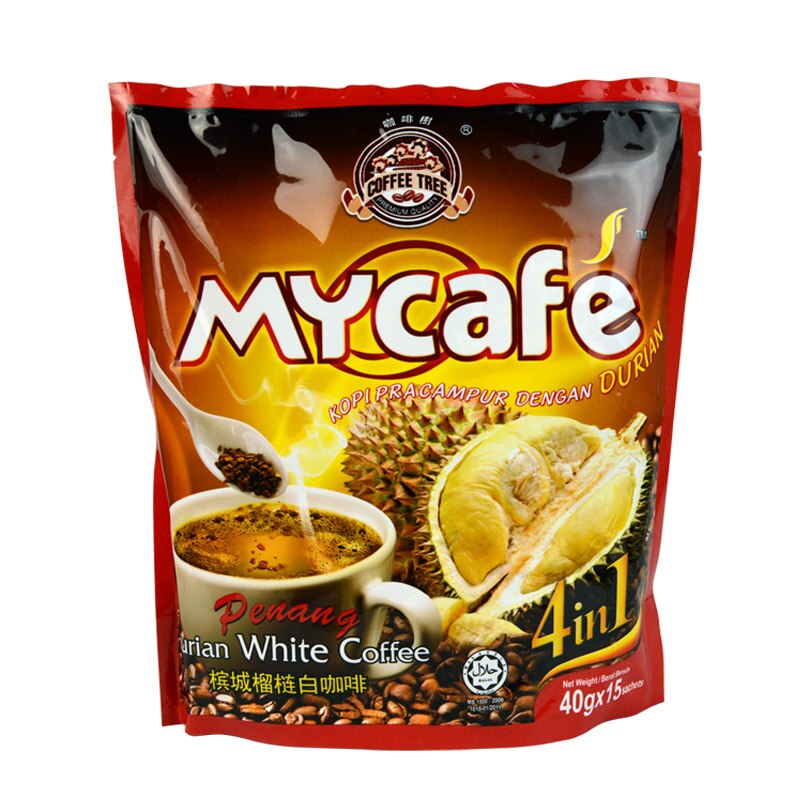 Cà phê sầu riêng hoà tan 4in1 My Cafe Penang Durian White Coffee Malaysia (40g x 15 gói)