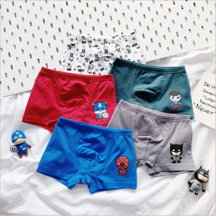 Set 5 Quần Lót Boxer Cotton Hữu Cơ In Họa Tiết Hoạt Hình Dễ Thương Cho Bé Trai