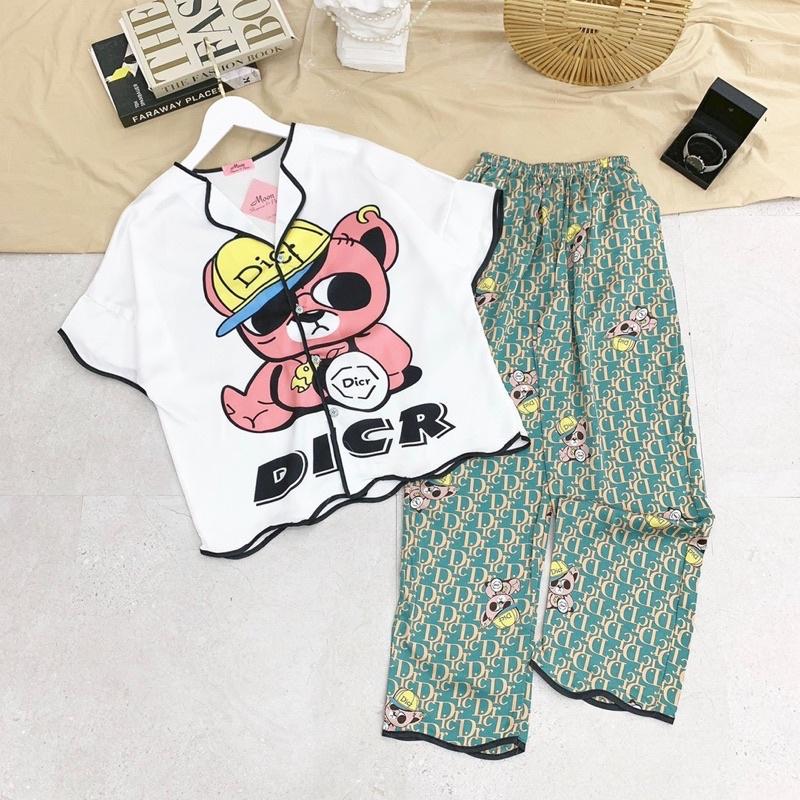 Đồ bộ nữ, bộ pijama tay cộc quần dài chất liệu LATIN cao cấp mềm mịn, cho nữ dưới 60kg