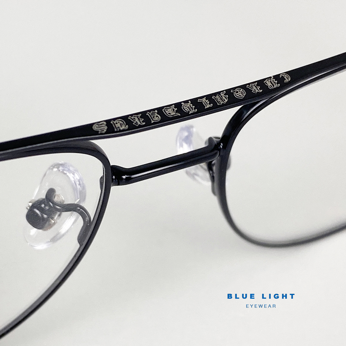Gọng Kính Cận, Kính Giả Cận Nam Nữ TITANIUM Cao Cấp Siêu Nhẹ, Mắt Phi Công To Tròn , Full Đen, Bạc - BLUE LIGHT