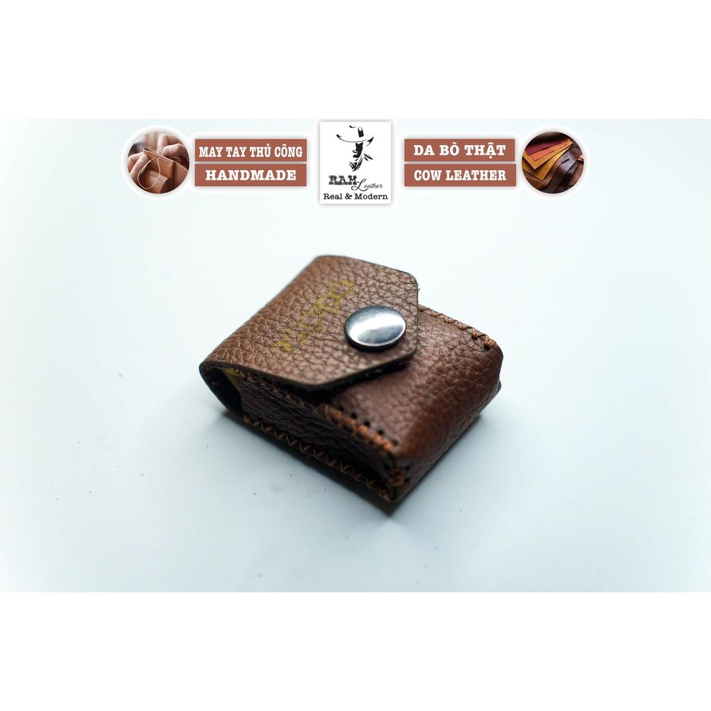 Bao da Zippo da bò thật mill hạt nâu mận mềm mại - chính hãng RAM Leather