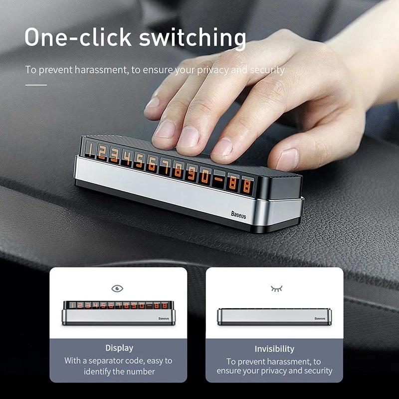 Bảng số dạ quang Baseus Moonlight Box Series Temporary Parking Number Plate dùng cho xe hơi (Nam châm, hợp kim nhôm ) ( Hàng Chính Hãng)
