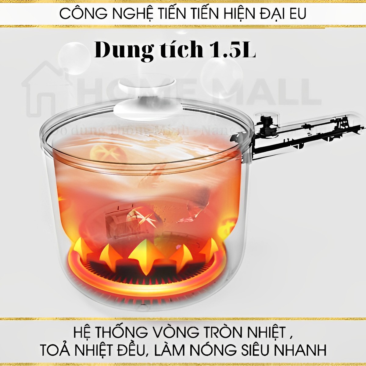 Nồi điện đa năng chống dính cao cấp, nồi lẩu điện mini 2IN1, chảo điện thông minh tiện lợi Homea2z công suất 600W