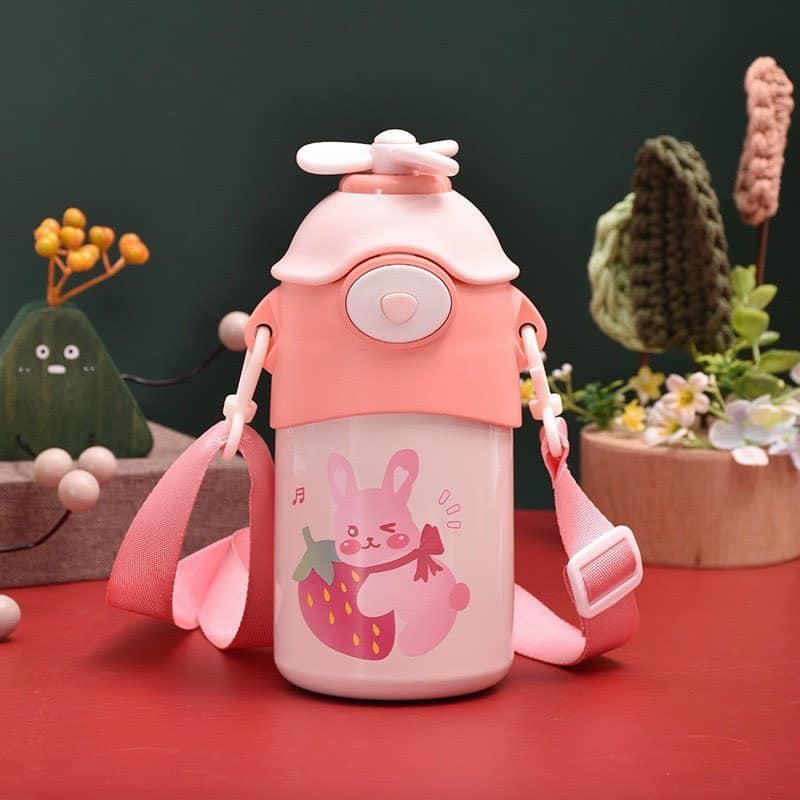 BÌNH NƯỚC GIỮ NHIỆT CHONG CHÓNG SIÊU CUTE LÕI INOX KHÔNG GỈ , TÍCH HỢP ỐNG HÚT CÓ KÈM QUAI XÁCH ĐEO CHÉO