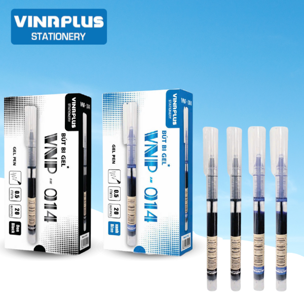 Bút Mực Gel Bi Nước Văn Phòng 2 Màu Đen Xanh Vinaplus Ngòi 0.5mm Dành Cho Văn Phòng Sinh viên Học Sinh