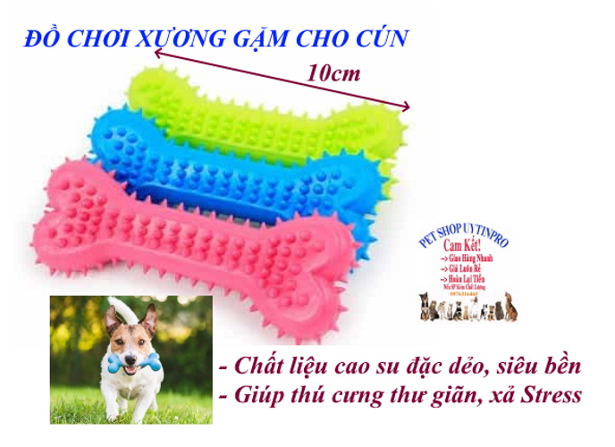 Đồ chơi cho Chó Hình tạ dài 10cm Hai đầu hình trái tim Gắn gai mềm Chất liệu cao su đặc, Mềm dẻo, An toàn cho Thú cưng