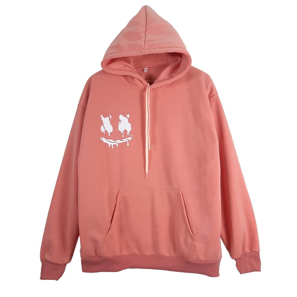 Áo khoác nỉ có mũ 2 lớp SAM CLO - HOODIE chui freesize form rộng nam nữ unisex in hình MẶT CƯỜI chữ X