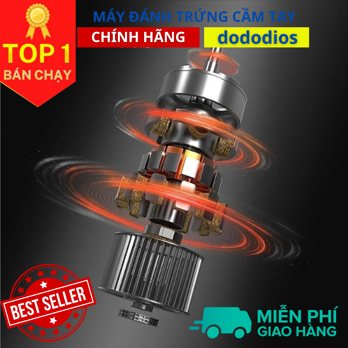 Máy đánh trứng kem bơ cầm tay 7 tốc độ, làm bánh GE-M01A 7 tốc độ - Thép không gỉ bền bỉ, Máy đánh trứng cầm tay 7 Tốc Độ EJM501DGRY - Hàng chính hãng DoDoDios