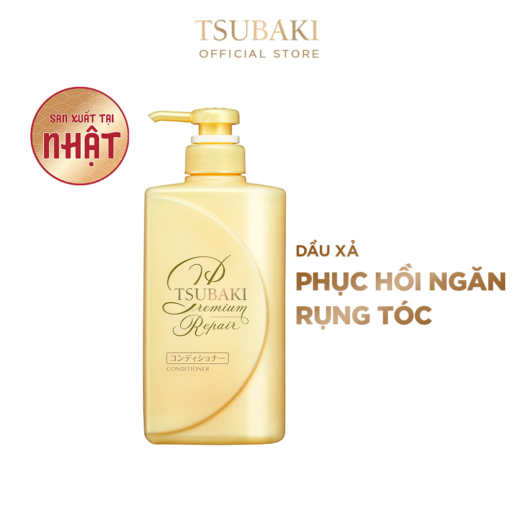Bộ ba Tsubaki Premium Phục hồi ngăn rụng tóc &amp; Bảo Vệ Tóc Trước Tác Hại Của Tia UV (Gội Xả 490ml/chai + Dầu dưỡng tóc 50ml)