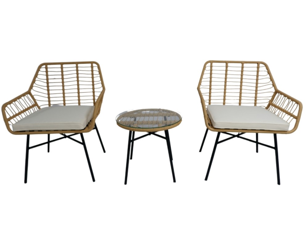 WEGO Bộ bàn ghế ban công - sân vườn - cà phê 2 người ngồi hiện đại// 2 seater rattan outdoor chair and table - Bistro set