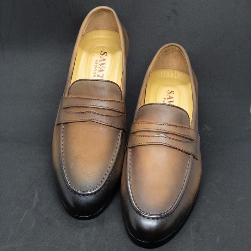 Giầy lười công sở nam da mộc Tomshoes cam kết da bò thật 100%