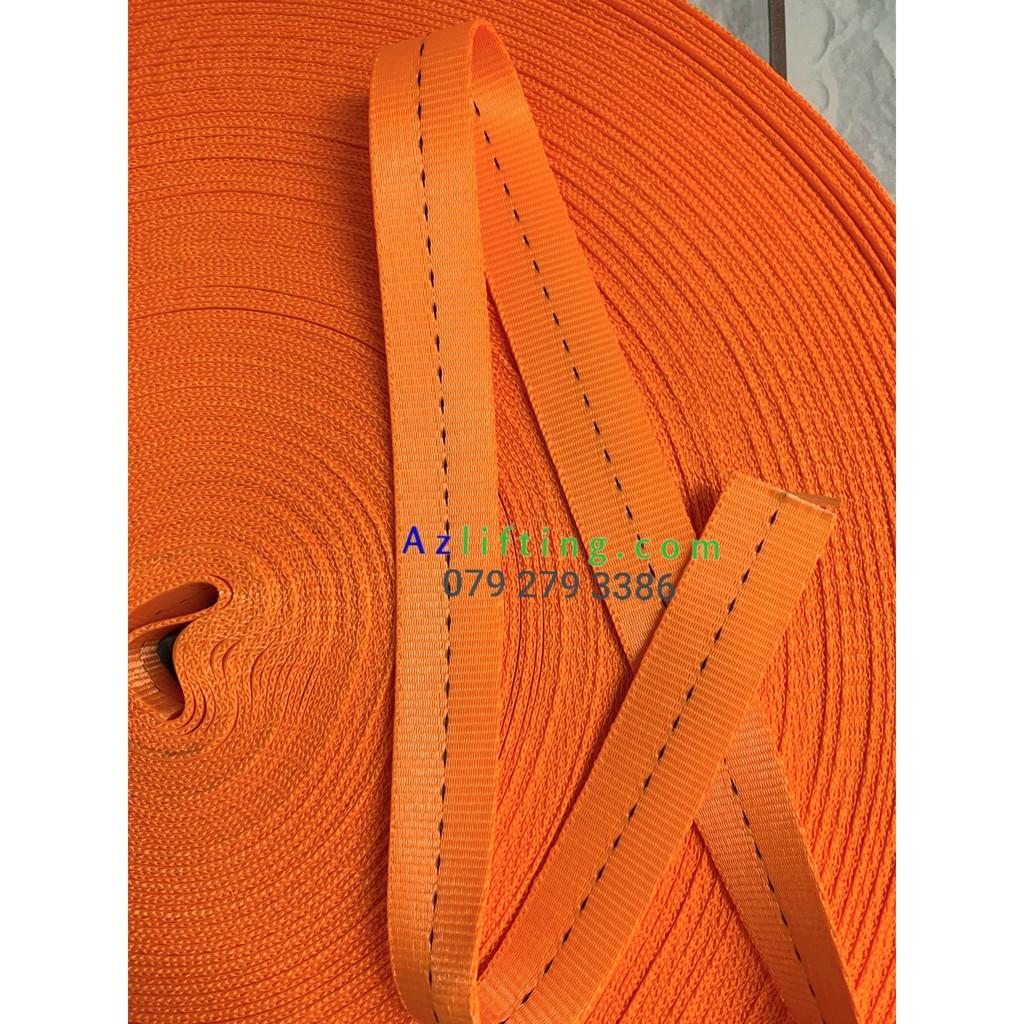 Dây đai poly bản dẹp 25mm cuộn 100mm cam / xanh / xanh / vàng