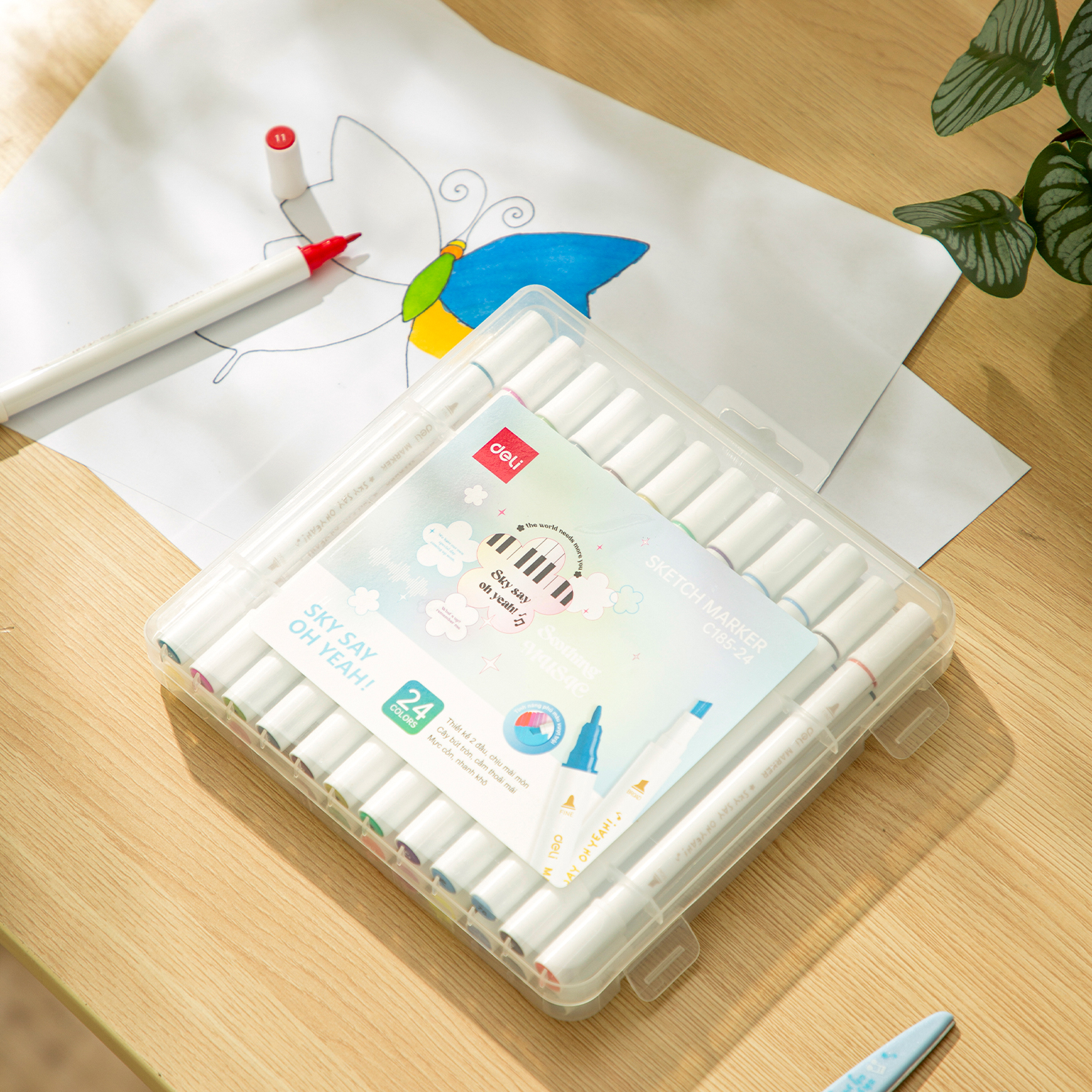 Bút Màu Marker Chuyên Nghiệp Cao Cấp Hộp Nhựa BST Limited Deli - Họa Cụ Tô Màu Dạ Vẽ Tranh Manga Anime Thiết Kế Thời Trang, Trang Trí Sổ Tay Kế Hoạch Planner - CC185