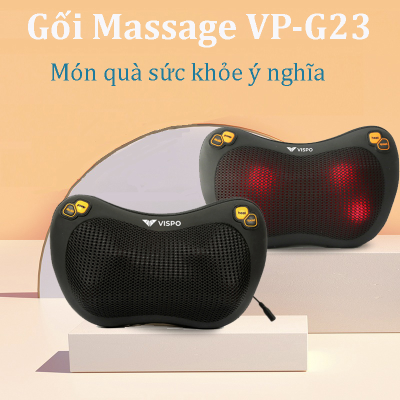 Gối Massage Nhiệt Hồng Ngoại VISPO VP-G23 - 4 Bi Xoay Chuyên Dùng Cho Cổ, Vai, Gáy, Thắt Lưng Sử Dụng Tại Nhà, Văn Phòng Hoặc Trên Ô tô