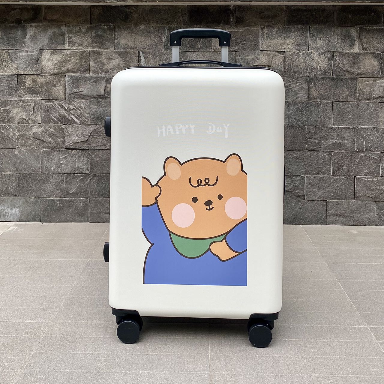 HÌNH THẬT_Vali Du Lịch Tay Kéo In Hình Gấu Cute Chất Liệu Nhựa Nhám PC+ABS 4 Bánh Xe Xoay 360 Độ Hàng Sẵn Kho Đủ Size 20/24/26 inch