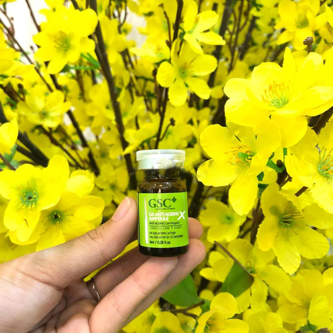 Tế bào gốc hỗ trợ sẹo, trẻ hoá da Hàn Quốc GSC GA ANTI AGEING AMPOULE, giúp xóa sẹo lồi, lõm, tái tạo cấu trúc da