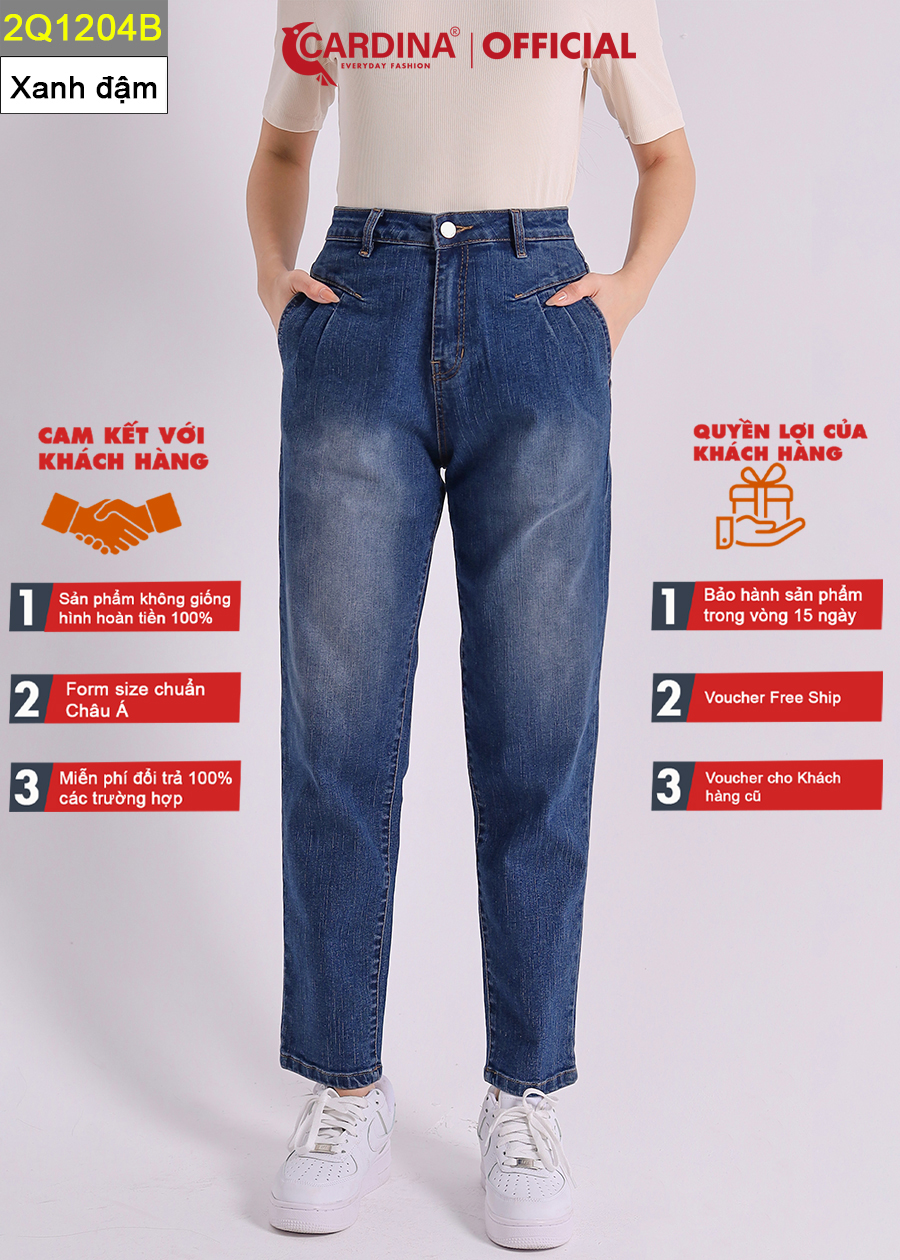 Quần Jeans Nữ CARDINA Cao Cấp Dáng Baggy Cài Khuy Có Khóa Kéo 2Q12  (Không Kèm Áo)