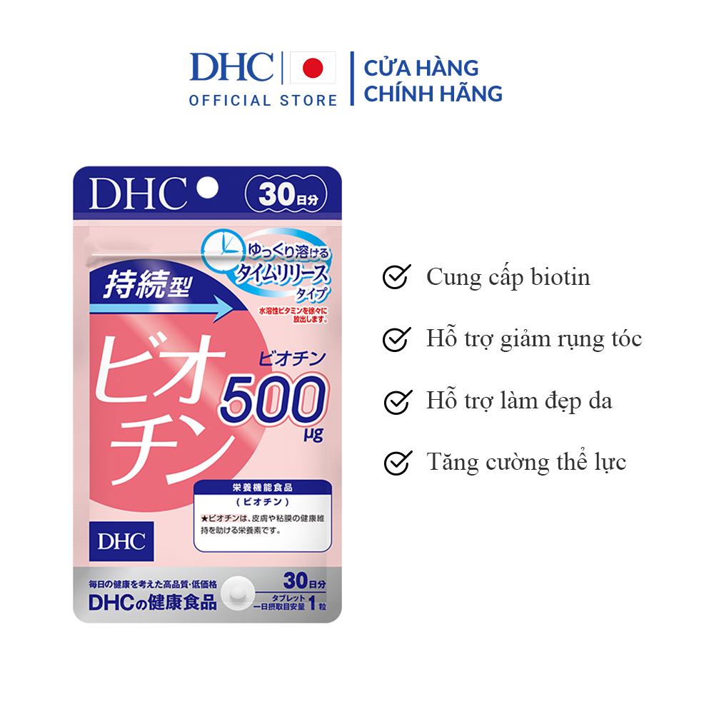 Viên Uống DHC Biotin Ngăn Rụng Tóc Sustained Release Biotin 30 Ngày (Gói 30 Viên x2)