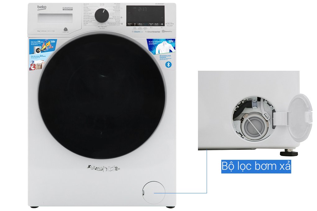 Máy giặt Beko Inverter 9 kg WCV9649XWST - Hàng chính hãng - Giao HCM và 1 số tỉnh thành