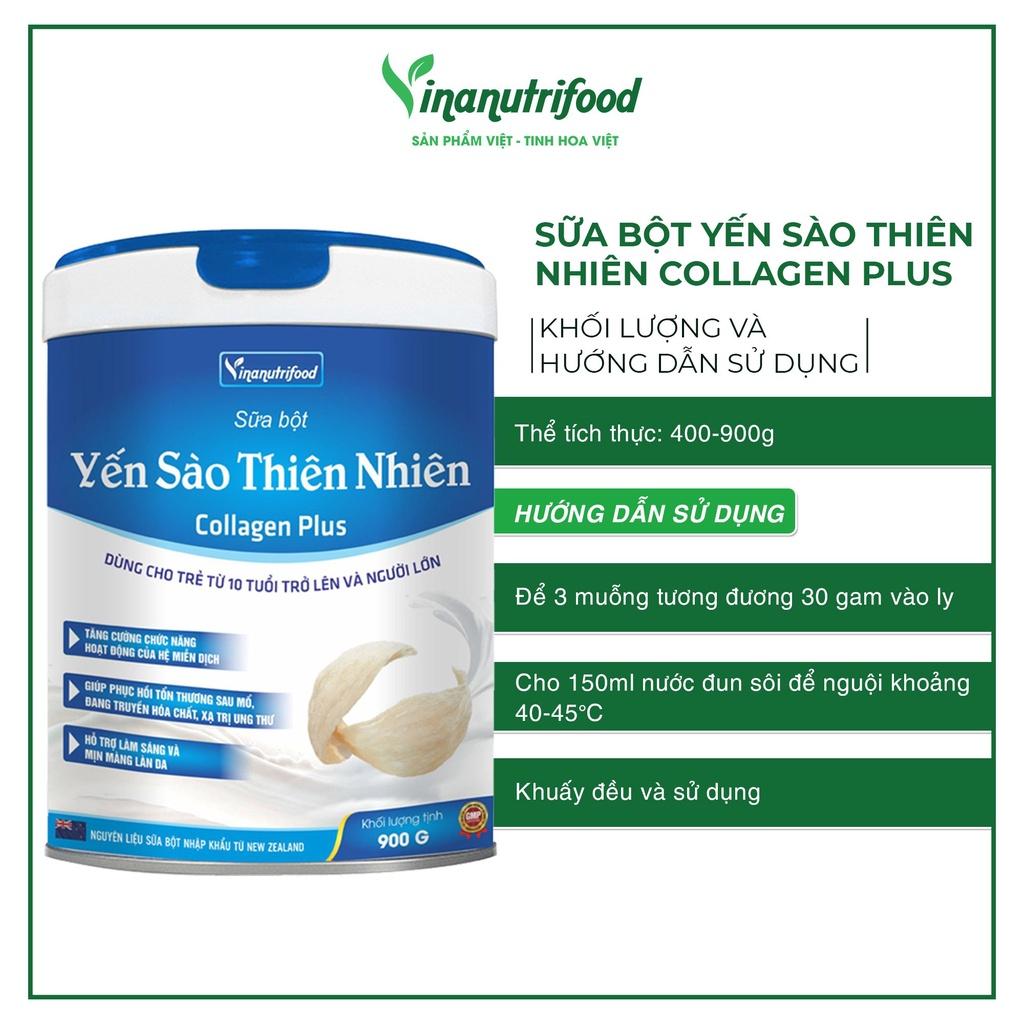 Sữa bột Yến sào thiên nhiên Collagen Plus Vinanutrifood tăng cường đề kháng và hệ miễn dịch , hộp 400g và 900g