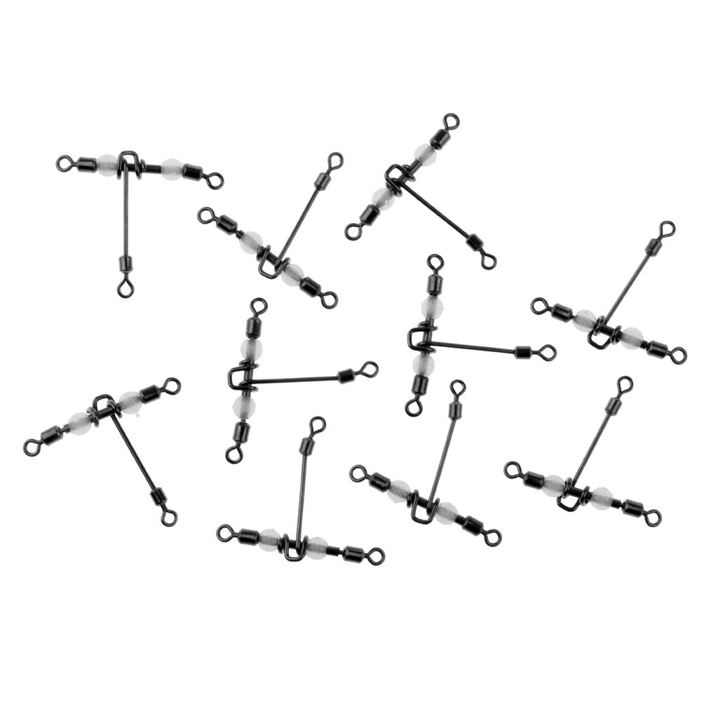 3-Way T-shape Cross-line Rolling Swivels Connector with Luminous Beads 1/0