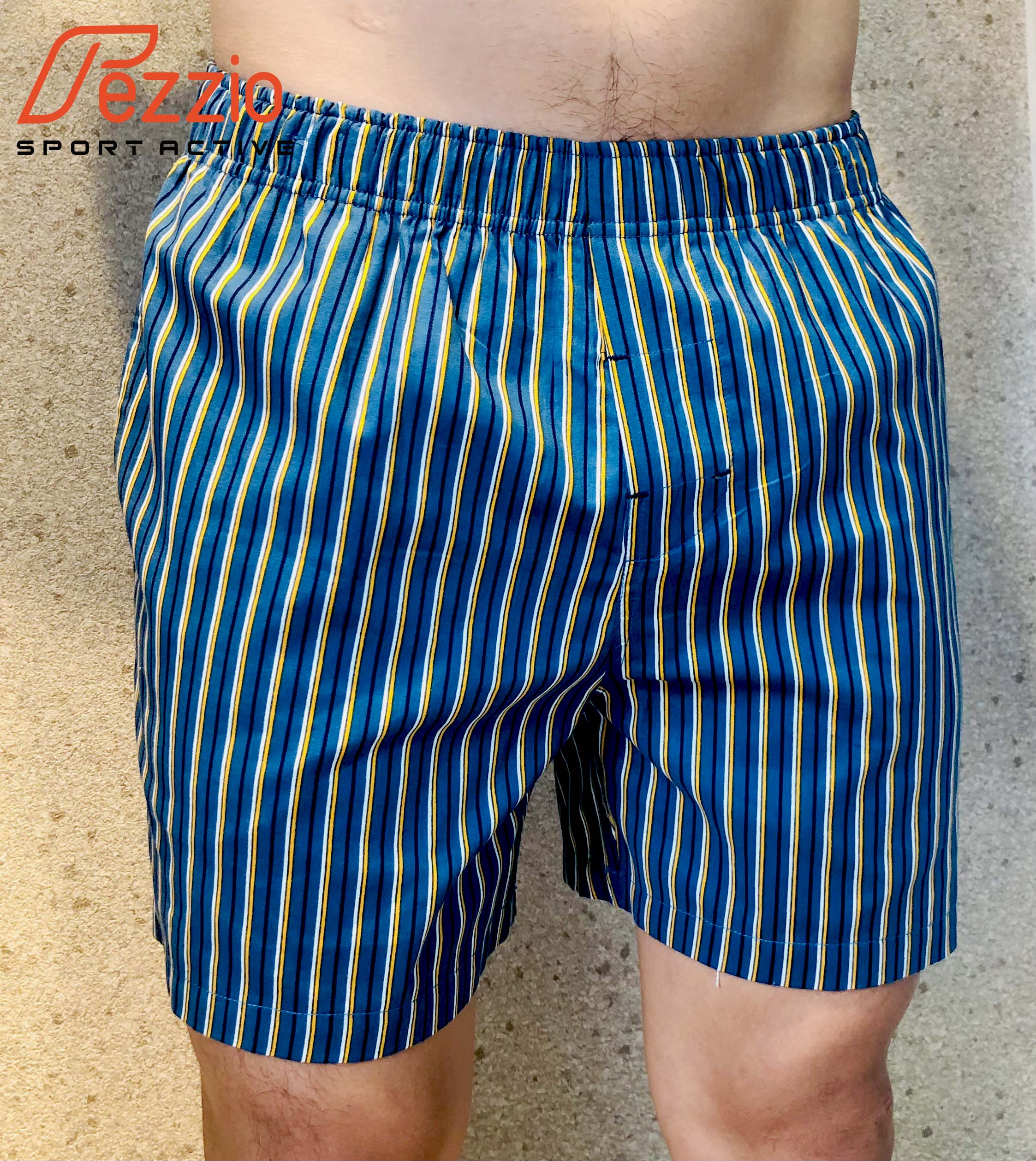 Quần đùi nam xuất khẩu mặc nhà, quần đùi nam, quần short, quần sọc nam vải kate cotton 100% thương hiệu Fezzio